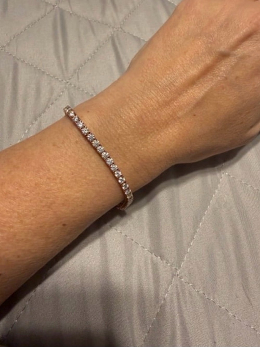 Rose Gold 3mm Moissanite Tennis Bracelet 7" 925 Sterling Silver S925M